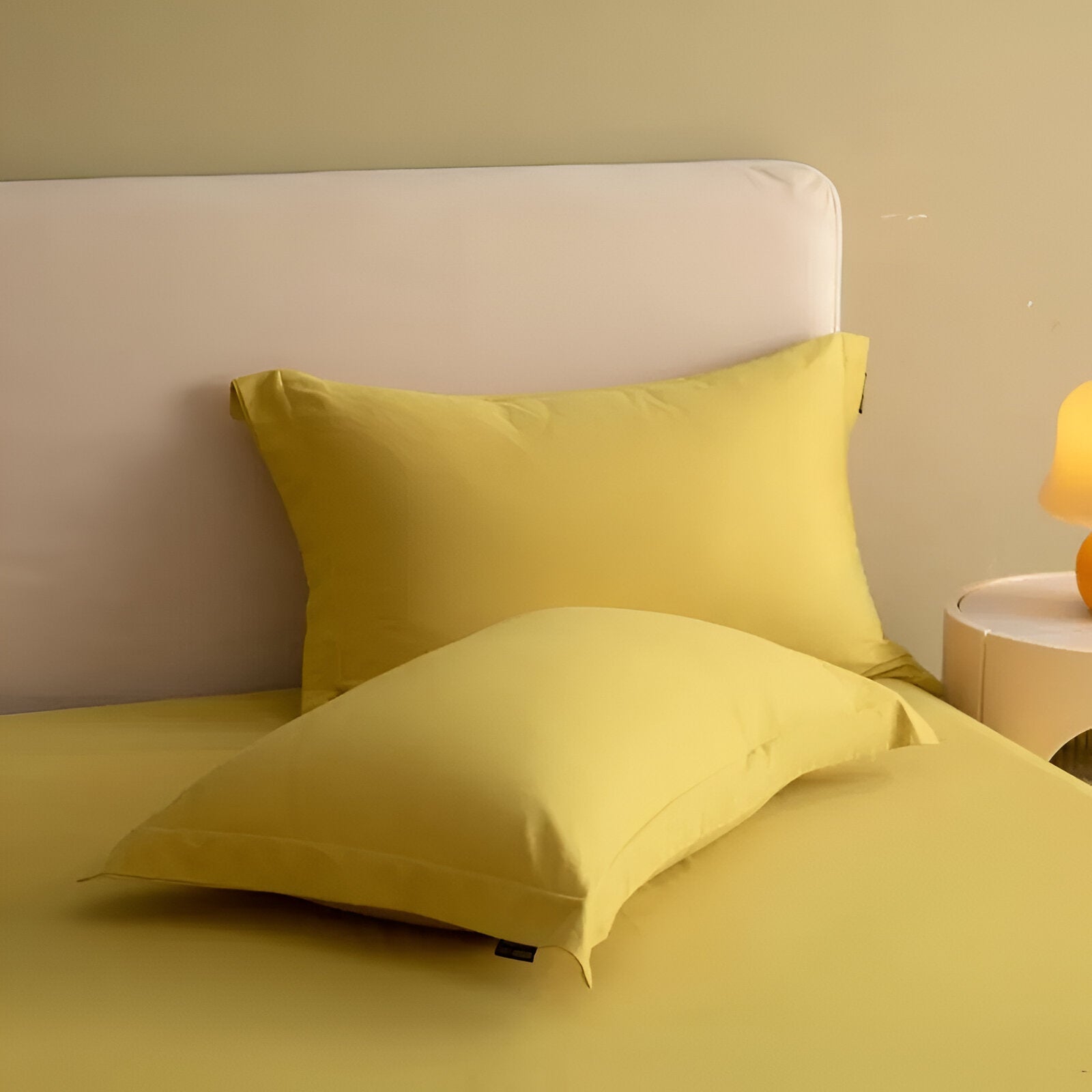 Piper Brushed Cotton Bedding Set - Close Up Of Pillowcases - Yellow