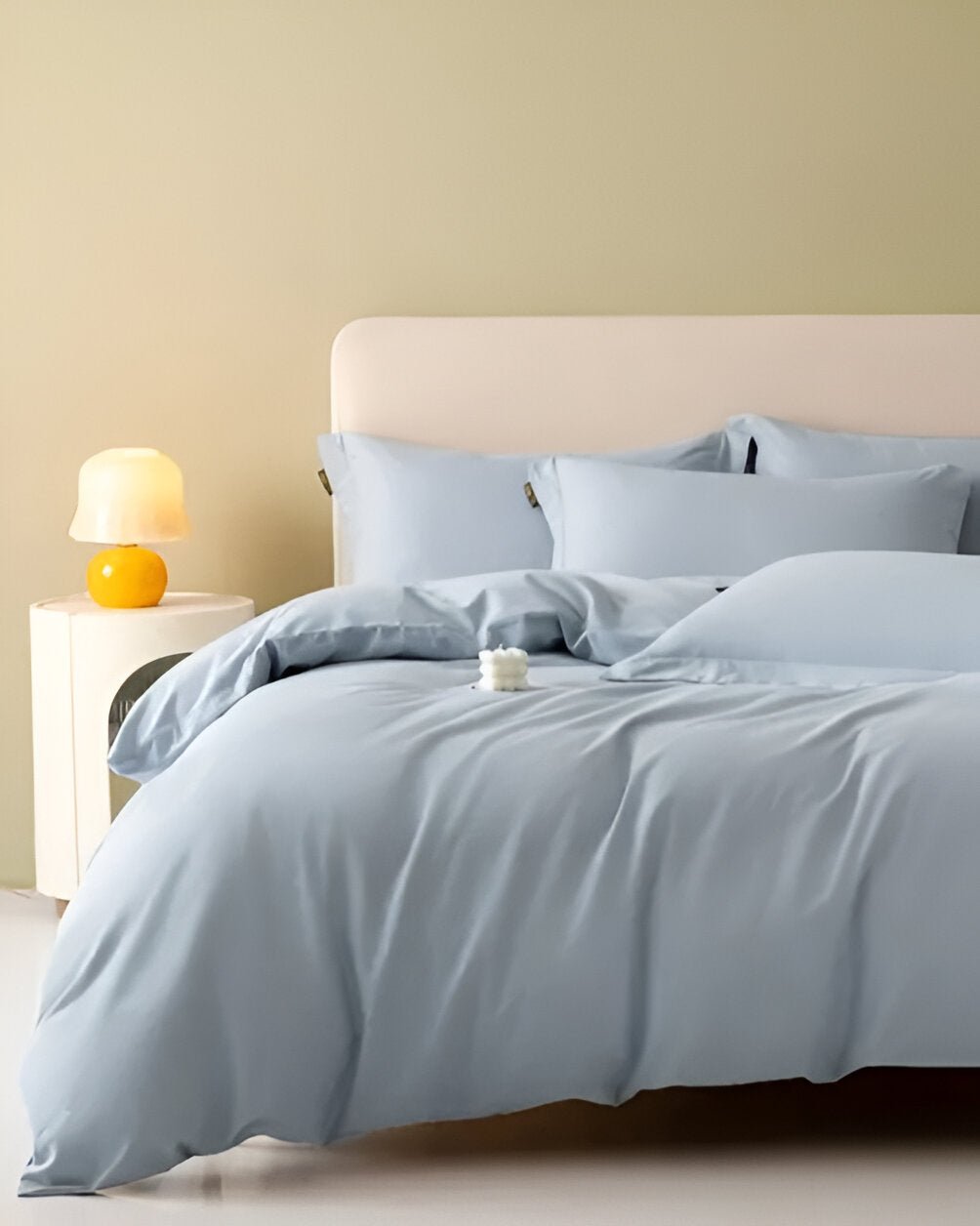 Piper Brushed Cotton Bedding Set - Front Side View - Pastel Blue