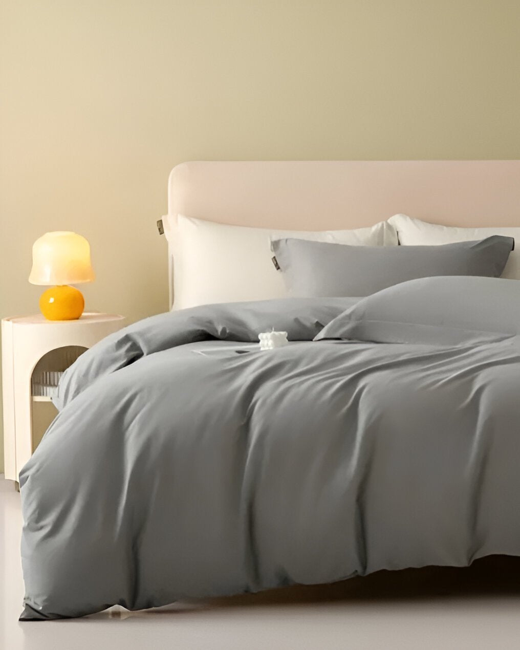 Piper Brushed Cotton Bedding Set - Front Side View - Light Gray