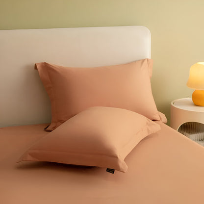 Piper Brushed Cotton Bedding Set - Close Up Of Pillowcases - Orange