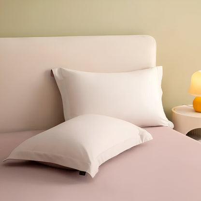 Piper Brushed Cotton Bedding Set - Close Up Of Pillowcases - Pale Pink