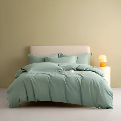 Piper Brushed Cotton Bedding Set - Front Side View - Main Product Image - Mint Green