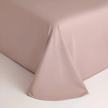 Piper Brushed Cotton Bedding Set - Close Up Of Flat Sheet - Pale Pink