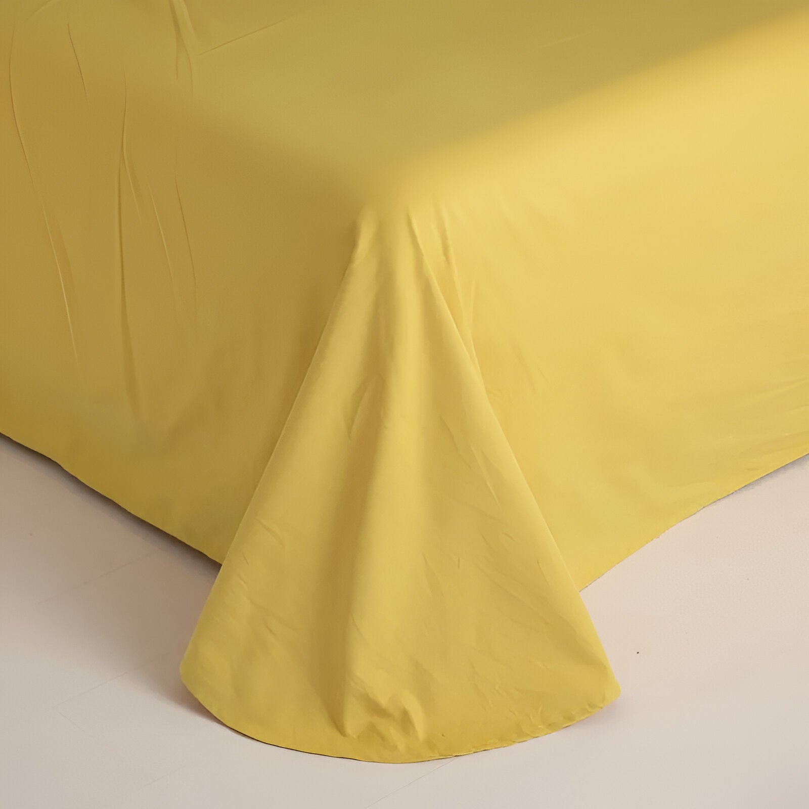 Piper Brushed Cotton Bedding Set - Close Up Of Flat Sheet - Yellow