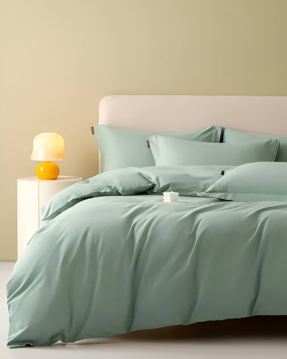 Piper Brushed Cotton Bedding Set - Front Side View - Mint Green