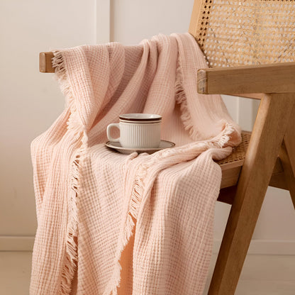 Rania Knitted Throw Blanket - Front Side View - Main Product Image - Pink