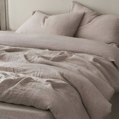 Robyn Linen Bedding Set - Front Side View - Close Up - Main Product Image - Coral