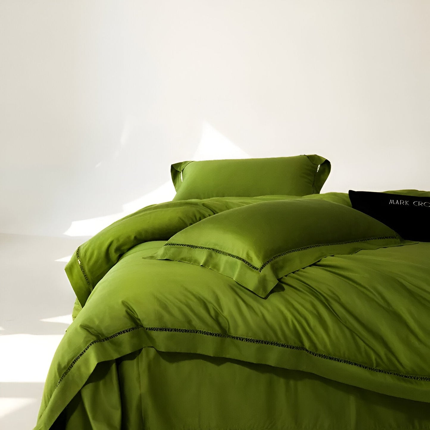 Rowan Eucalyptus Bedding Set - Front Side View - Chartreuse