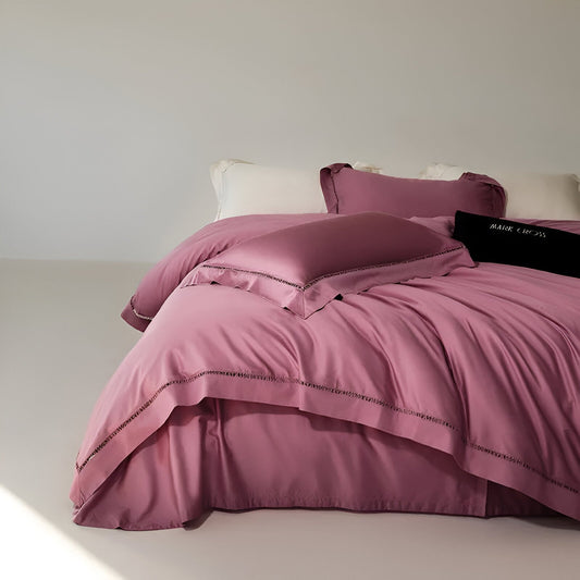 Rowan Eucalyptus Bedding Set - Front Side View - Main Product Image - Hot Pink