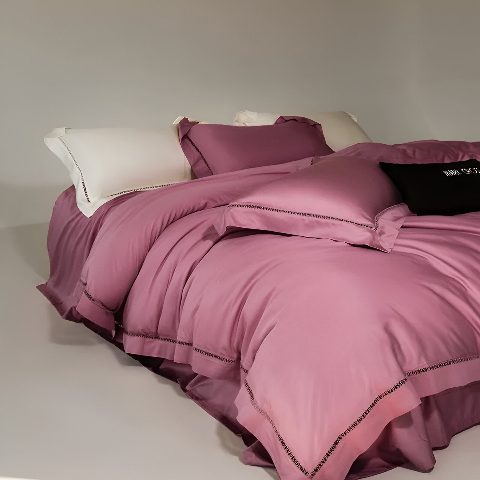 Rowan Eucalyptus Bedding Set - Side View - Left Side - Close Up - Hot Pink