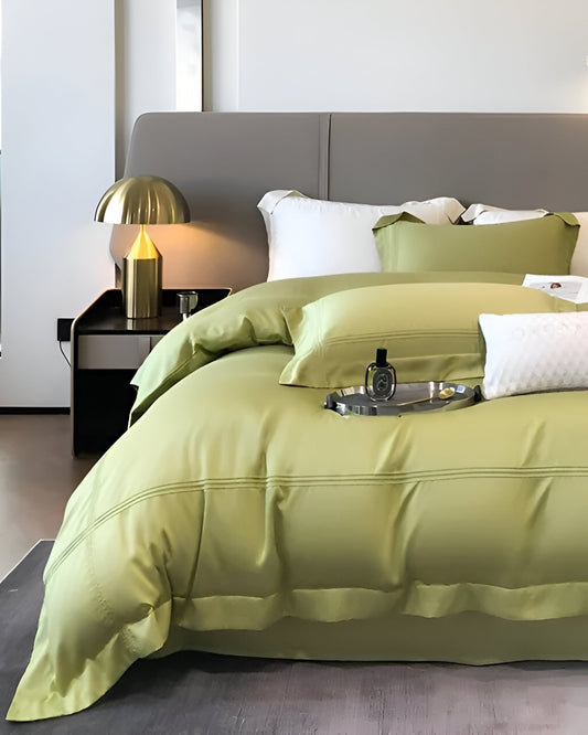 Ruby Eucalyptus Bedding Set - Front Side View - Olive Green