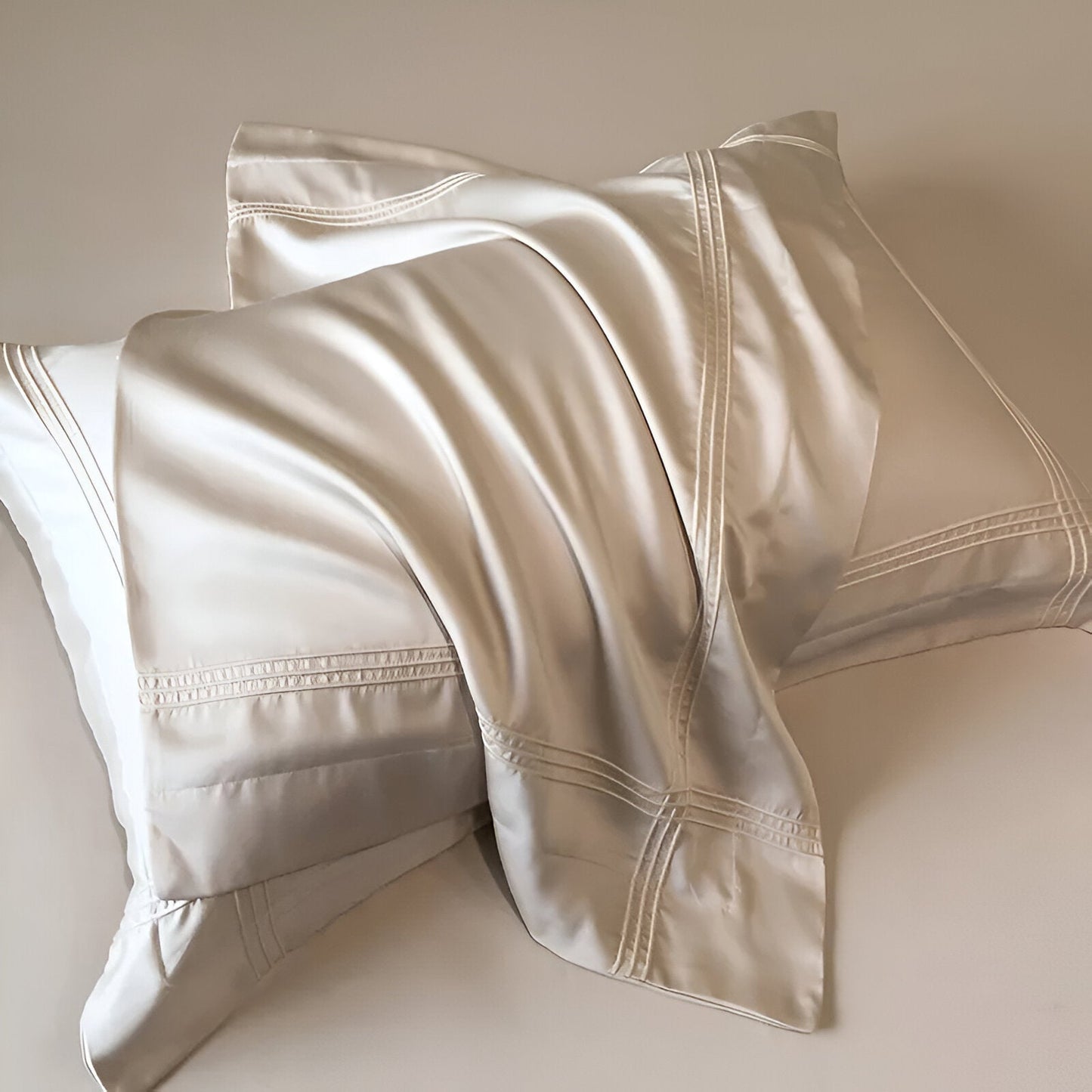 Ruby Eucalyptus Bedding Set - Close Up Of Pillowcases - Ivory