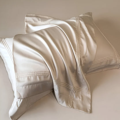 Ruby Eucalyptus Bedding Set - Close Up Of Pillowcases - Ivory