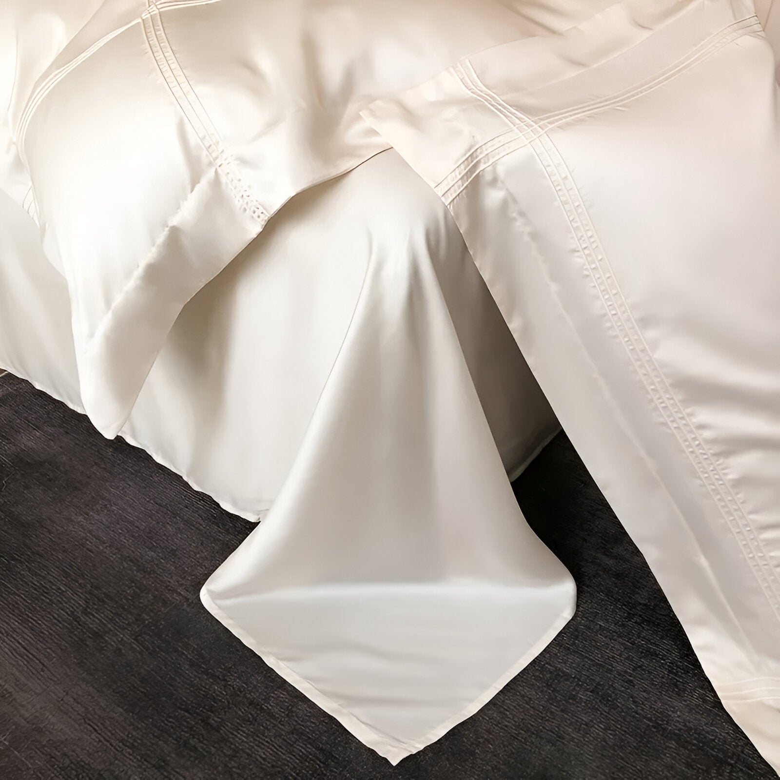 Ruby Eucalyptus Bedding Set - Close Up Of Flat Sheet - White