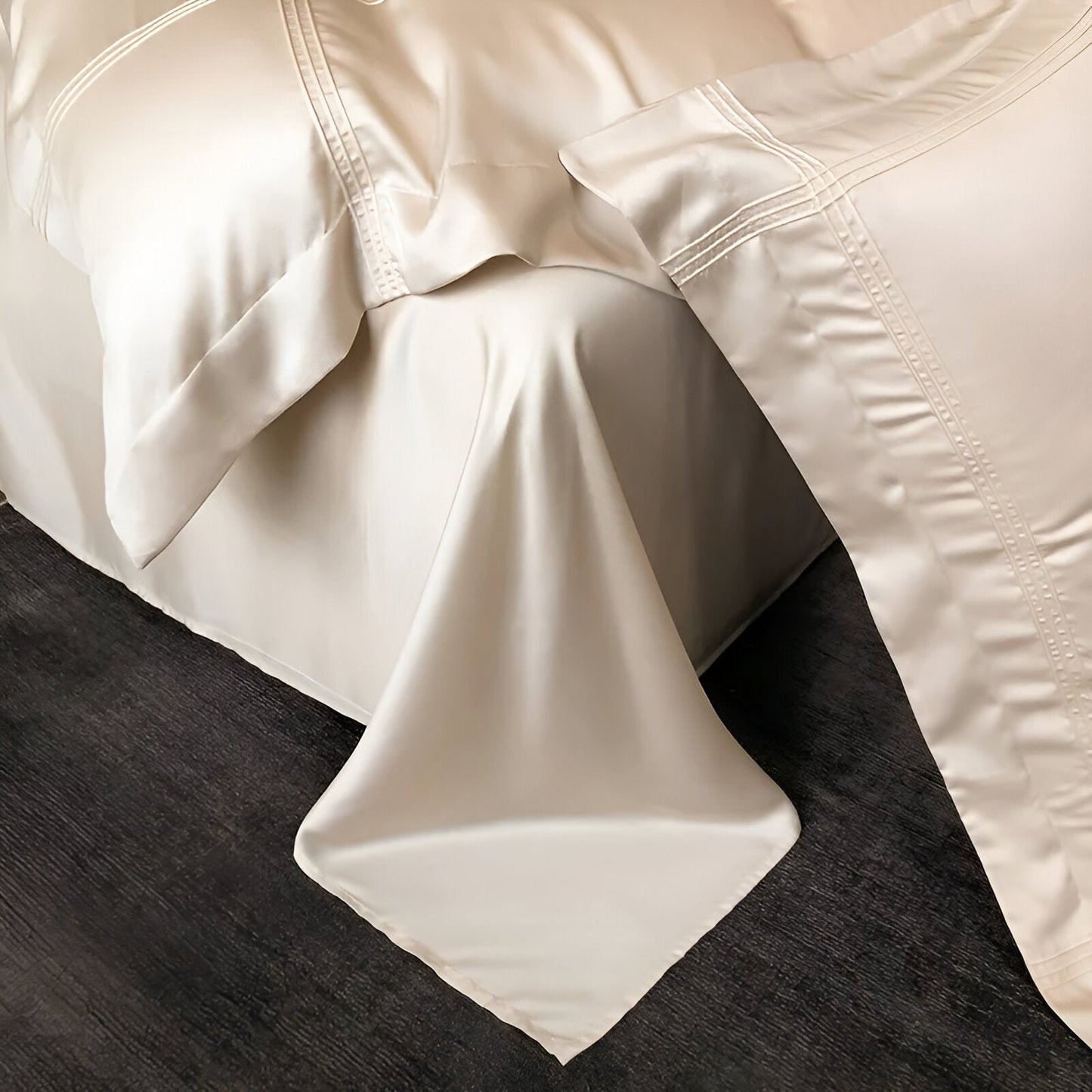 Ruby Eucalyptus Bedding Set - Close Up Of Flat Sheet - Ivory