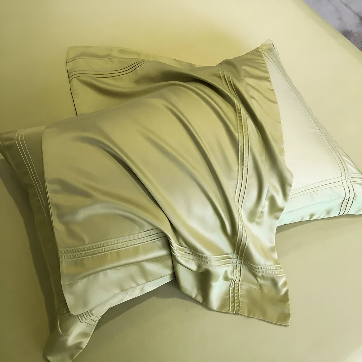 Ruby Eucalyptus Bedding Set - Close Up Of Pillowcases - Olive Green