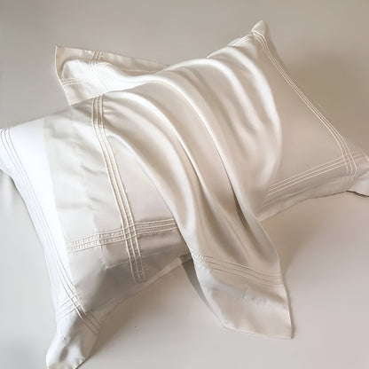 Ruby Eucalyptus Bedding Set - Close Up Of Pillowcases - White