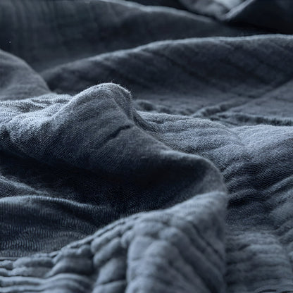 Saint Woven Organic Throw Blanket - Close Up - Blue