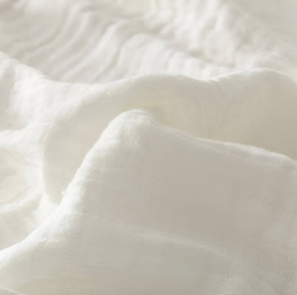 Saint Woven Organic Throw Blanket - Close Up - White