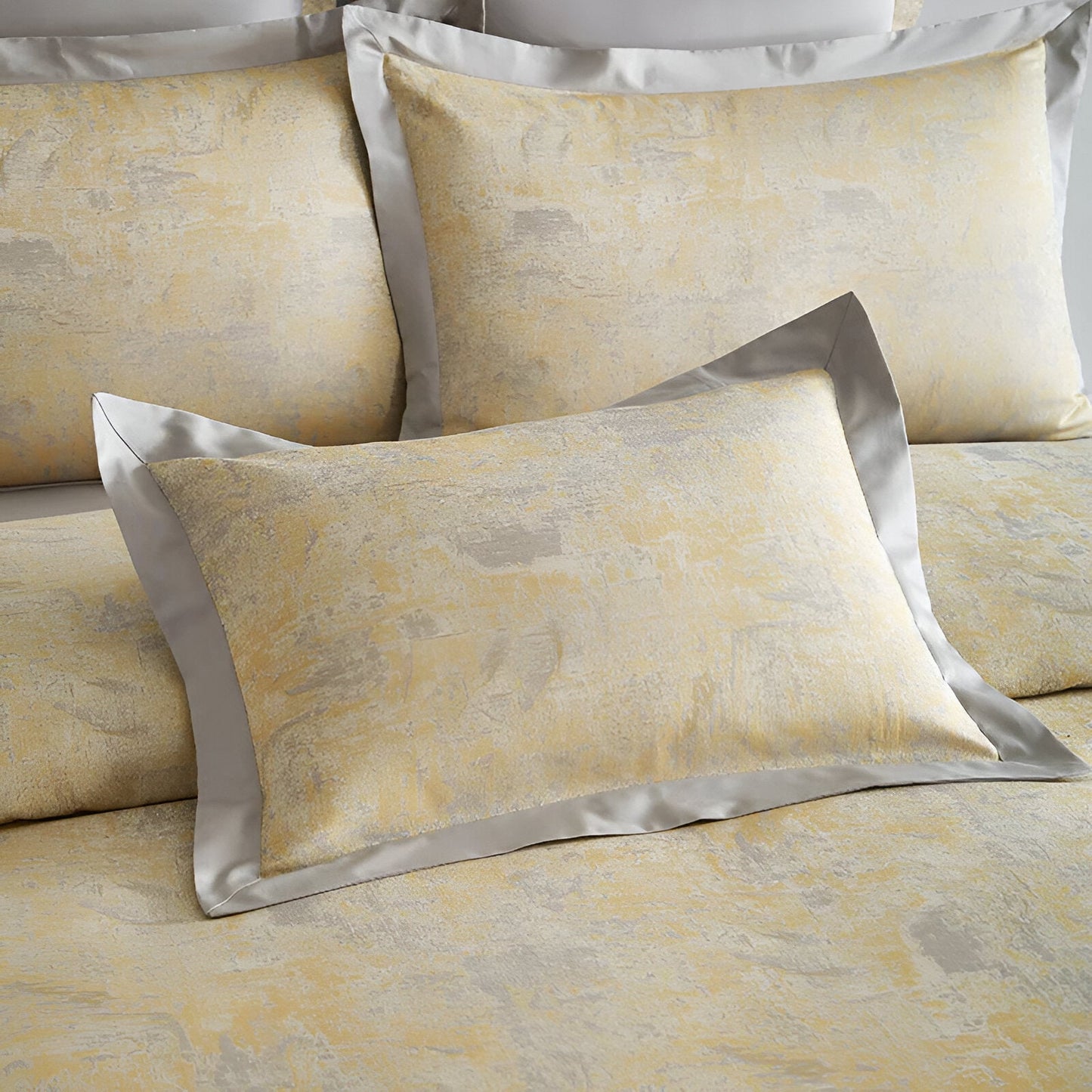 Scarlett Egyptian Cotton Bedding Set - Close Up Of Pillowcase Detailing - Gold