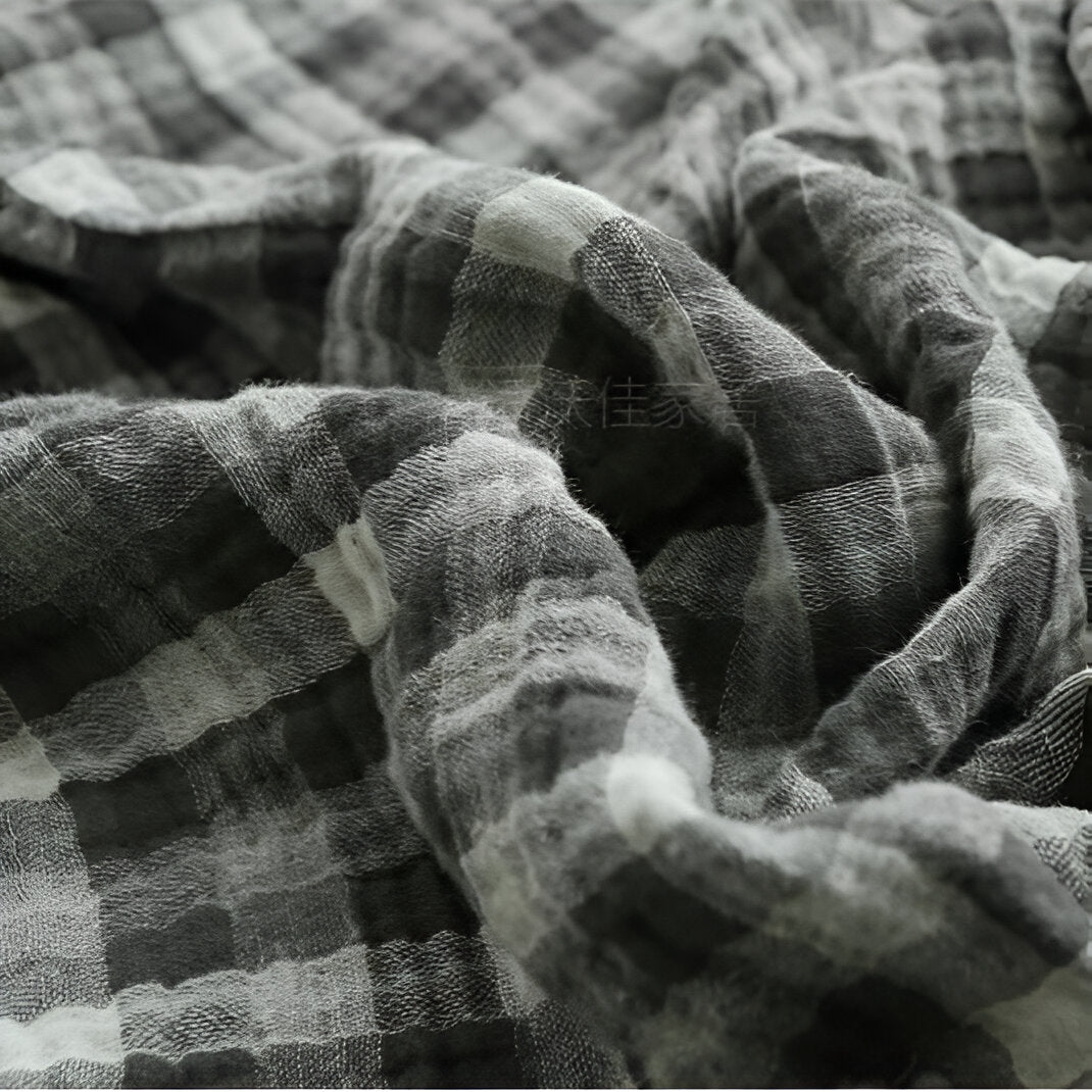 Sofi Woven Organic Throw Blanket - Close Up Of Detailing - Gray