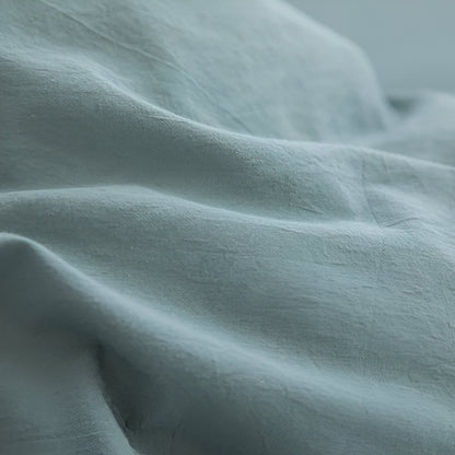 Stella Washed Cotton Bedding Set - Close Up Of Duvet Cover - Arctic Blue