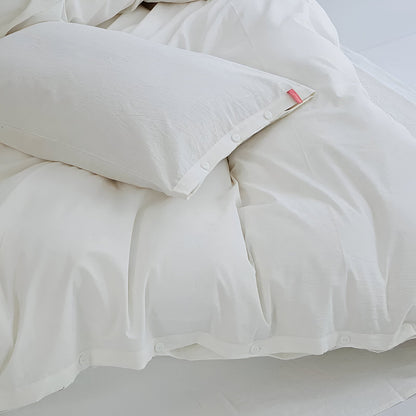 Stella Washed Cotton Bedding Set - Close Up Of Detailing - Main Product Image - White