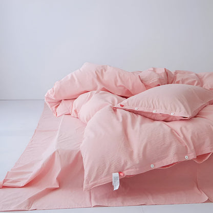 Stella Washed Cotton Bedding Set - Front Side View - Main Product Image - Pink