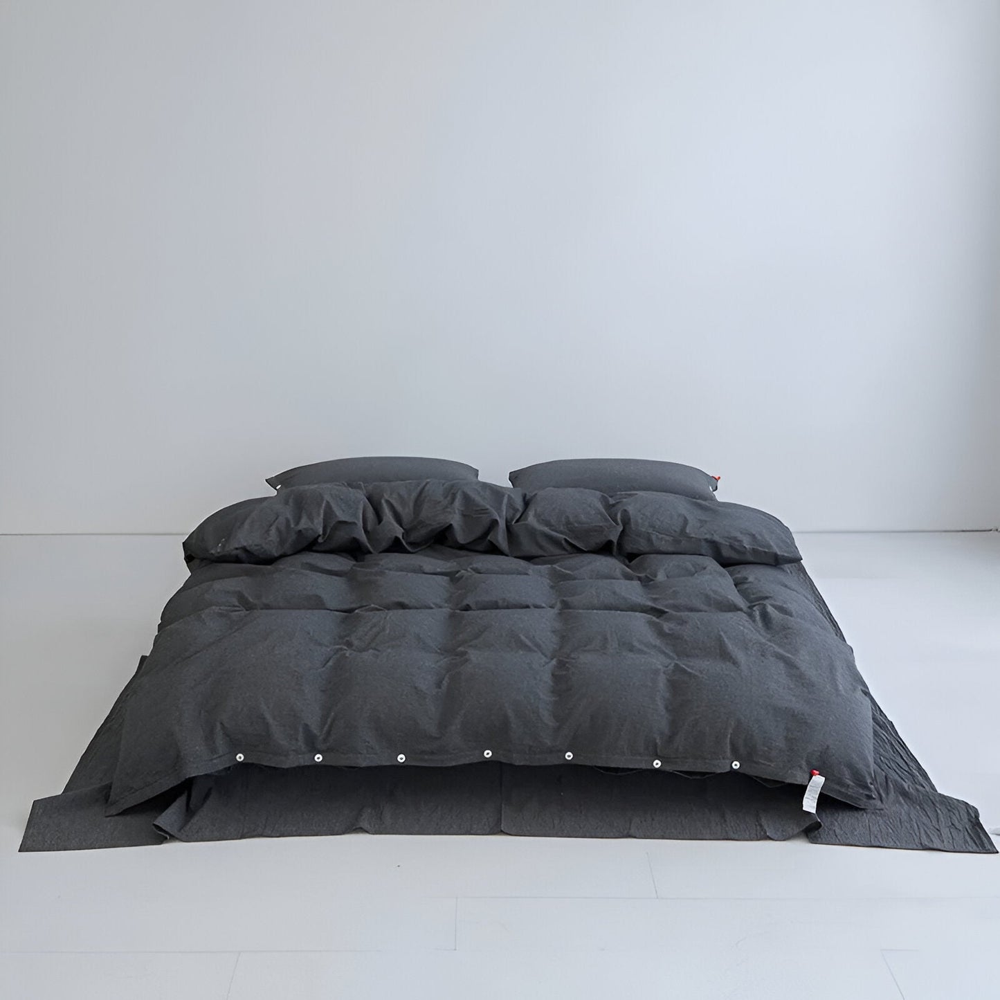 Stella Washed Cotton Bedding Set - Front Side View - Graphite