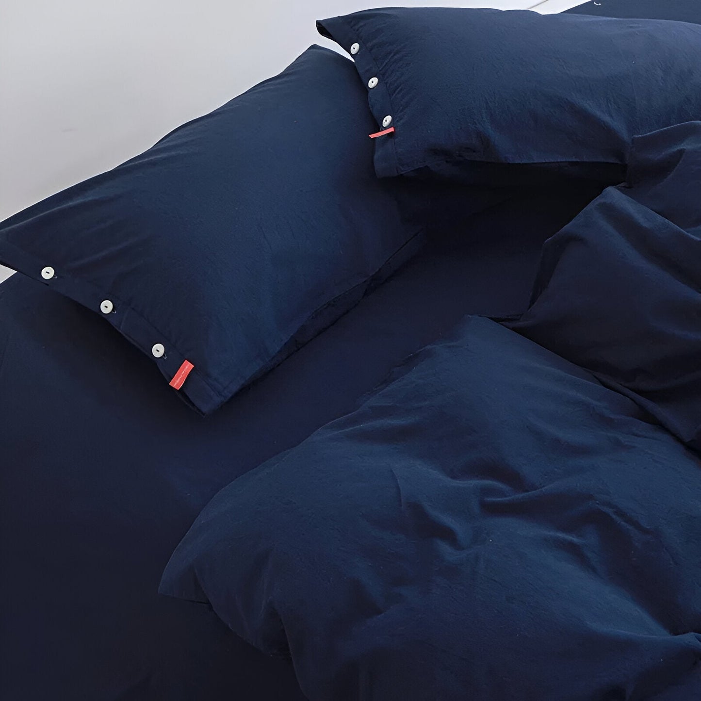 Stella Washed Cotton Bedding Set - Birds Eye View - Navy Blue