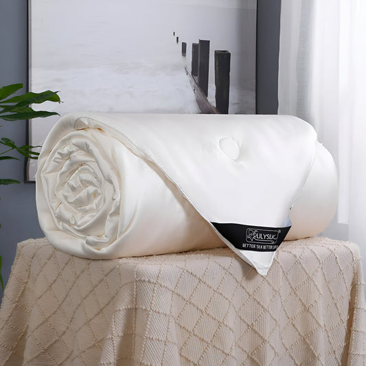 Summer Silk Comforter - Front Side View - Neatly Rolled - Main Product Image - White