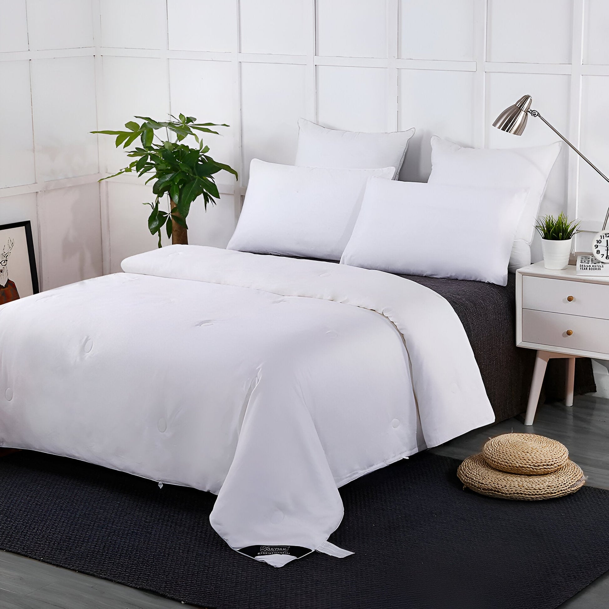 Summer Silk Duvet - Side View - Right Side - White