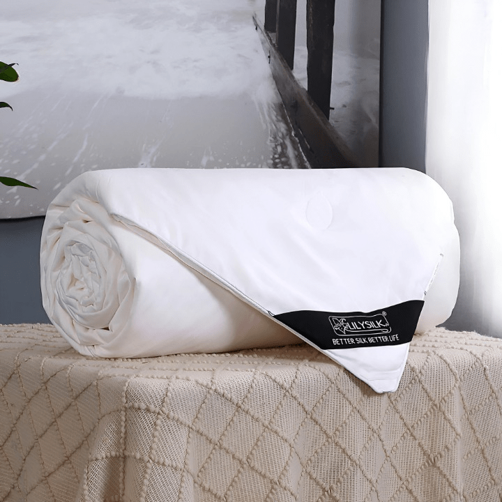 Summer Silk Duvet - Neatly Rolled - Front Side View - Main Product Image - White