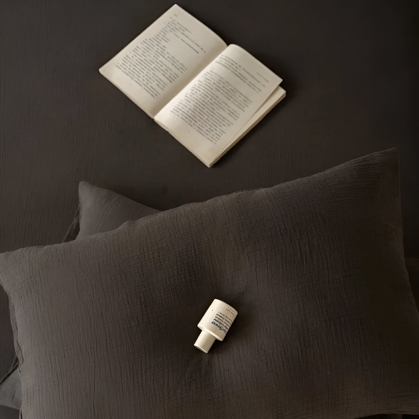 Sylvi Linen Bedding Set - Close Up Of Pillowcases - Dark Taupe