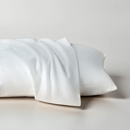 Valentina Cotton Pillowcase Set (Set of 2) - Front Side View - Close Up - Main Product Image - White