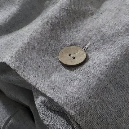 Valerie Cotton Bedding Set - Close Up Of Button Closure - Gray