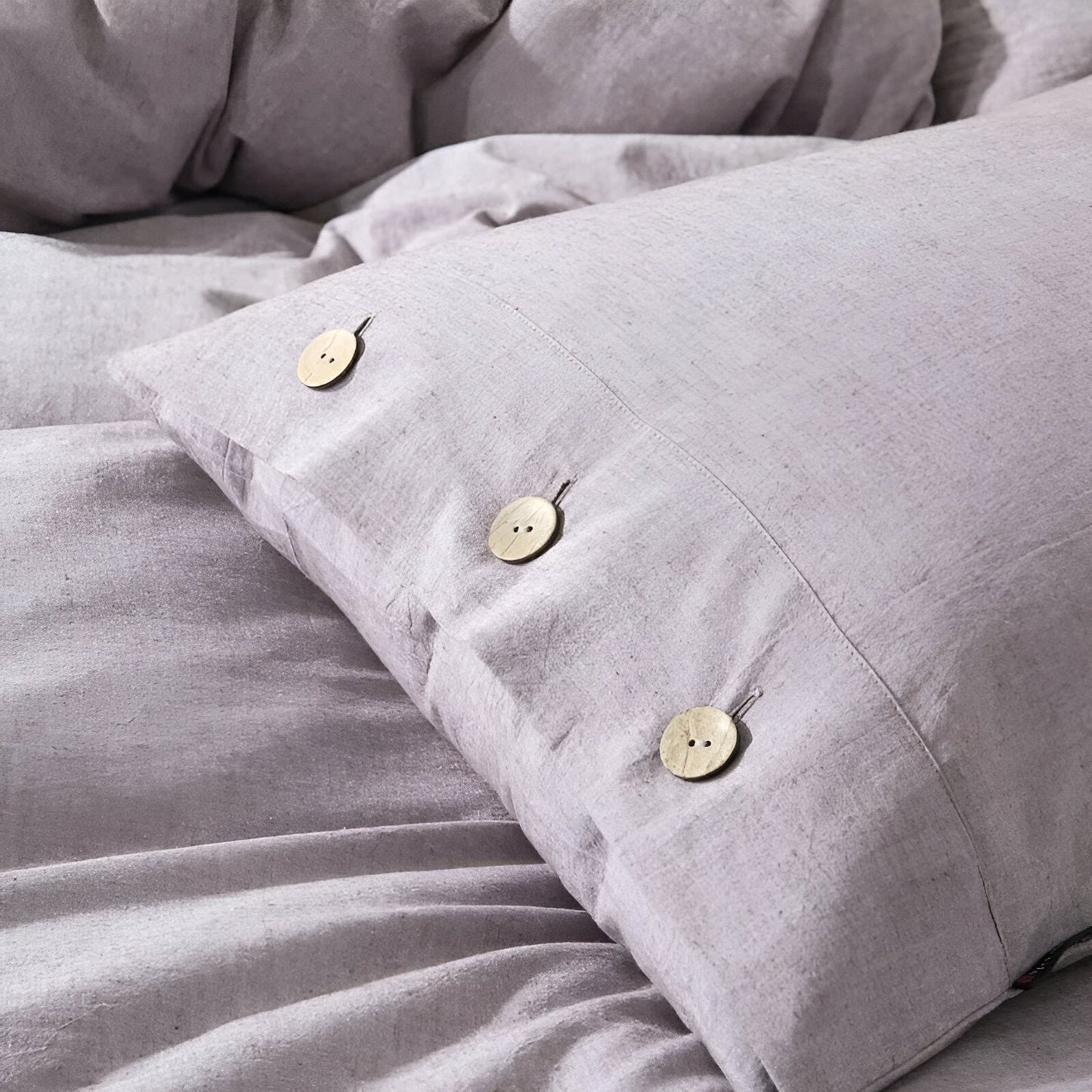 Valerie Cotton Bedding Set - Close Up Of Pillowcase Detailing - Lilac