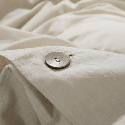 Valerie Cotton Bedding Set - Close Up Of Button Closure - Cream