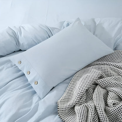 Valerie Cotton Bedding Set - Close Up Of Pillowcase - Sky Blue