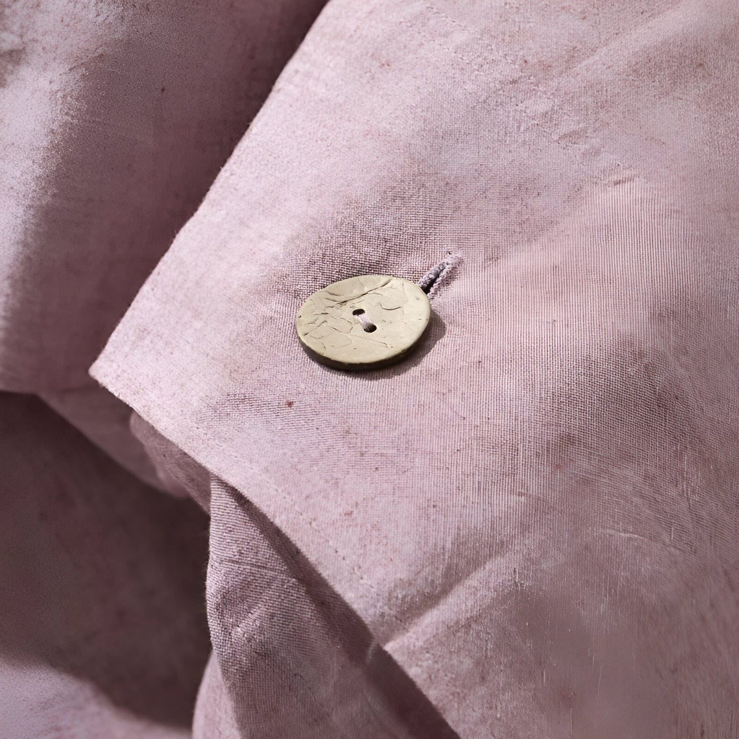 Valerie Cotton Bedding Set - Close Up Of Button Closure - Blush Pink