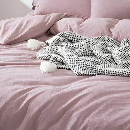 Valerie Cotton Bedding Set - Close Up Of Duvet Cover - Blush Pink