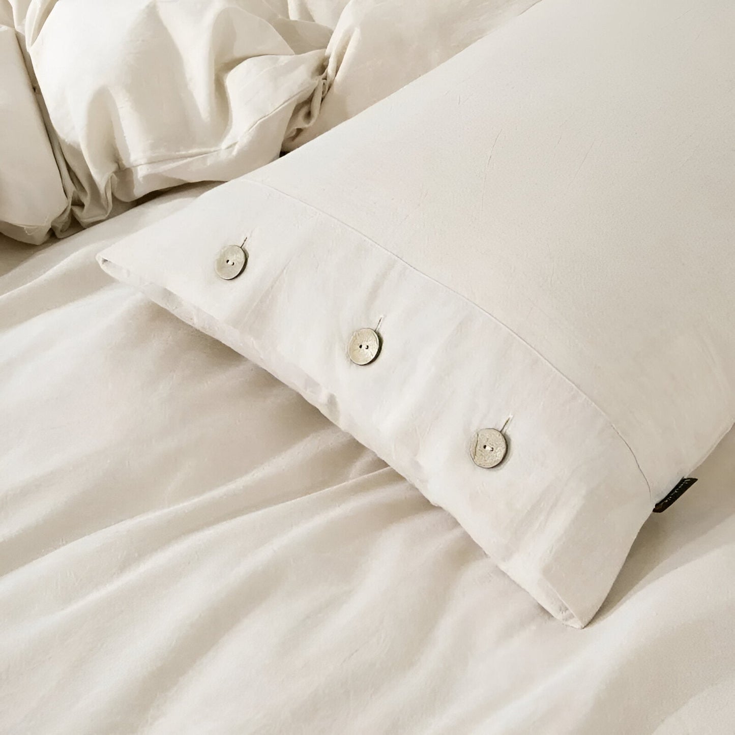 Valerie Cotton Bedding Set - Close Up Of Pillowcase - Cream