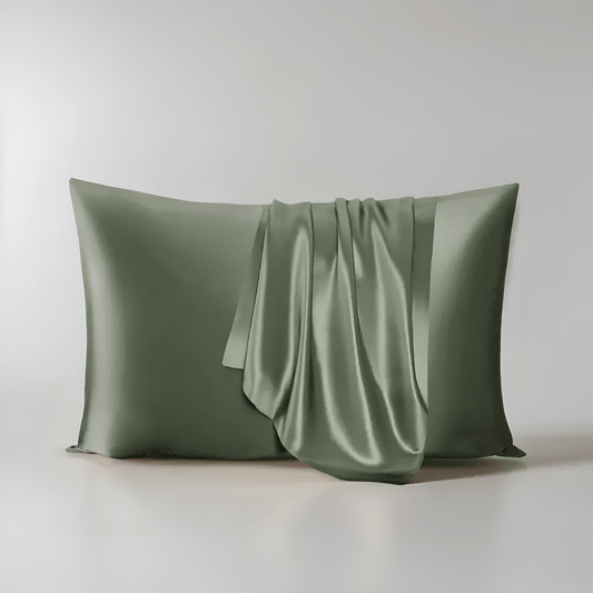 Vanessa Silk Pillowcase - Front Side View - Main Product Image - Sage Green