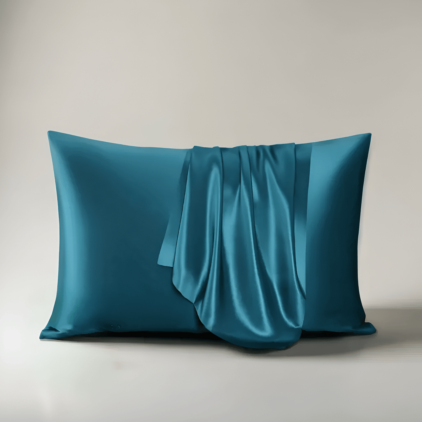 Vanessa Silk Pillowcase - Front Side View - Main Product Image - Teal