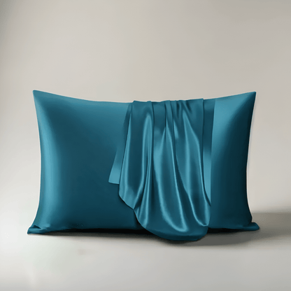 Vanessa Silk Pillowcase - Front Side View - Main Product Image - Teal