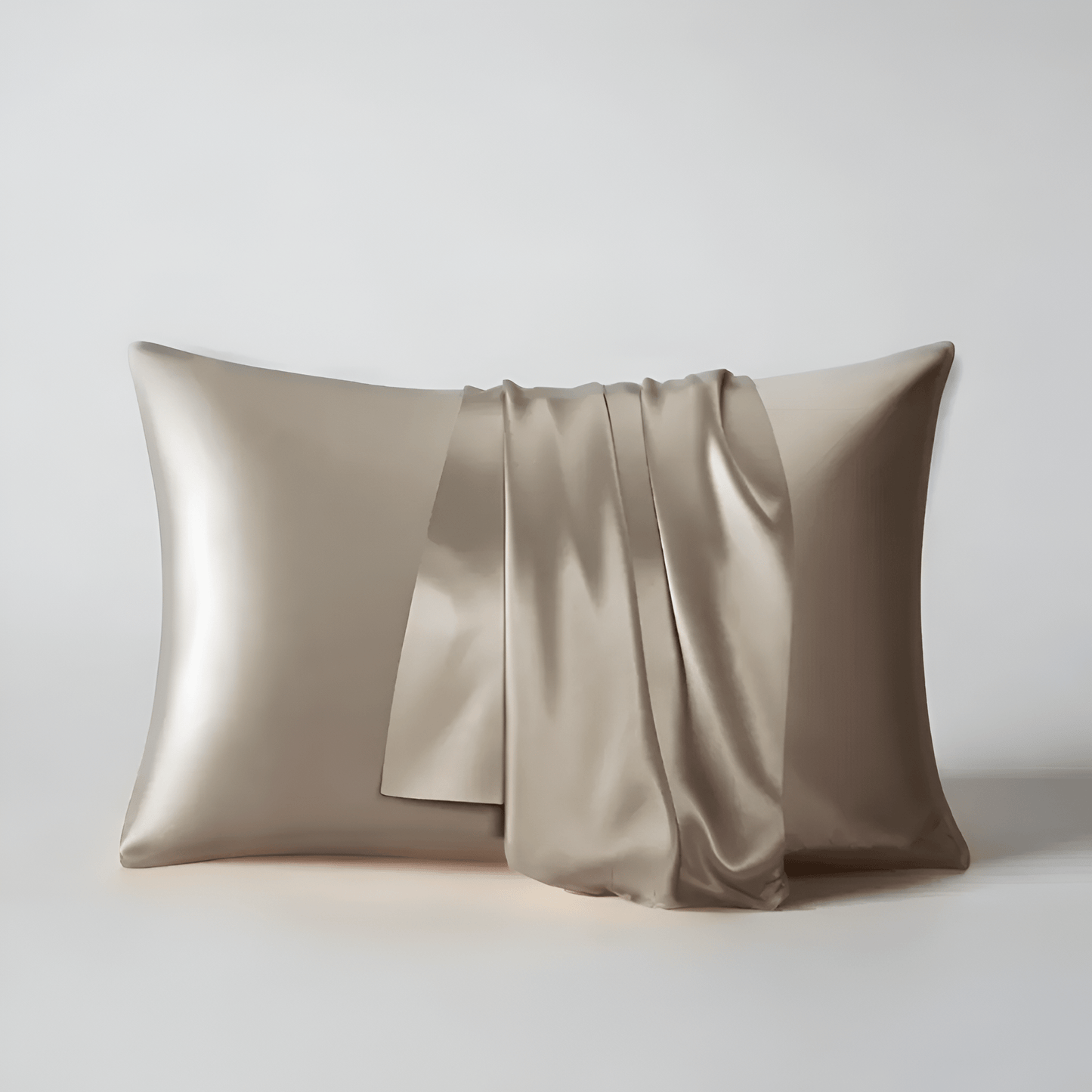 Vanessa Silk Pillowcase - Front Side View - Main Product Image - Coffee