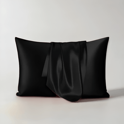 Vanessa Silk Pillowcase - Front Side View - Main Product Image - Black