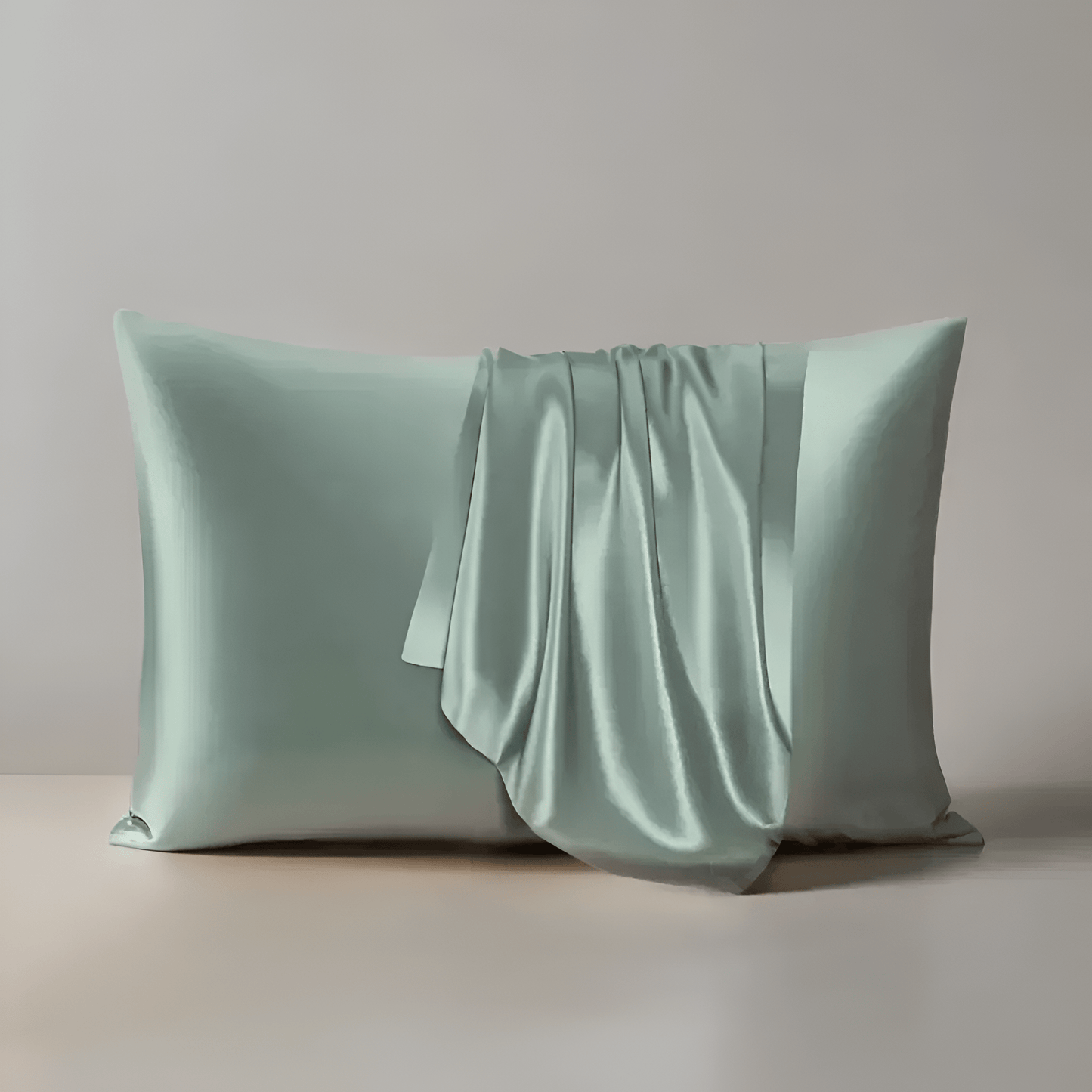 Vanessa Silk Pillowcase - Front Side View - Main Product Image - Mint Green