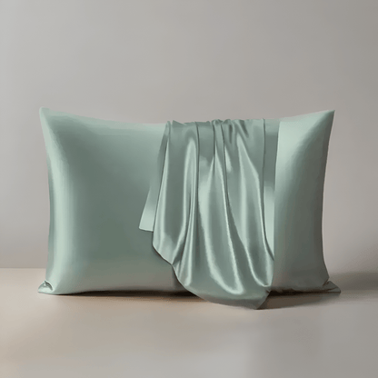 Vanessa Silk Pillowcase - Front Side View - Main Product Image - Mint Green