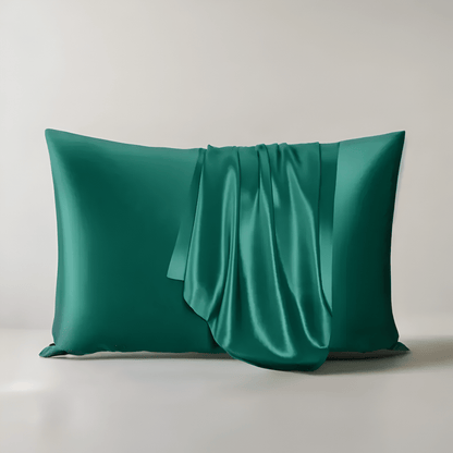 Vanessa Silk Pillowcase - Front Side View - Main Product Image - Emerald Green